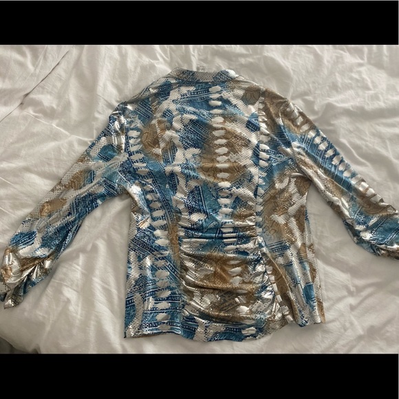 Ribkoff thin 3/4 ruched sleeve shiny blazer - Picture 5 of 9